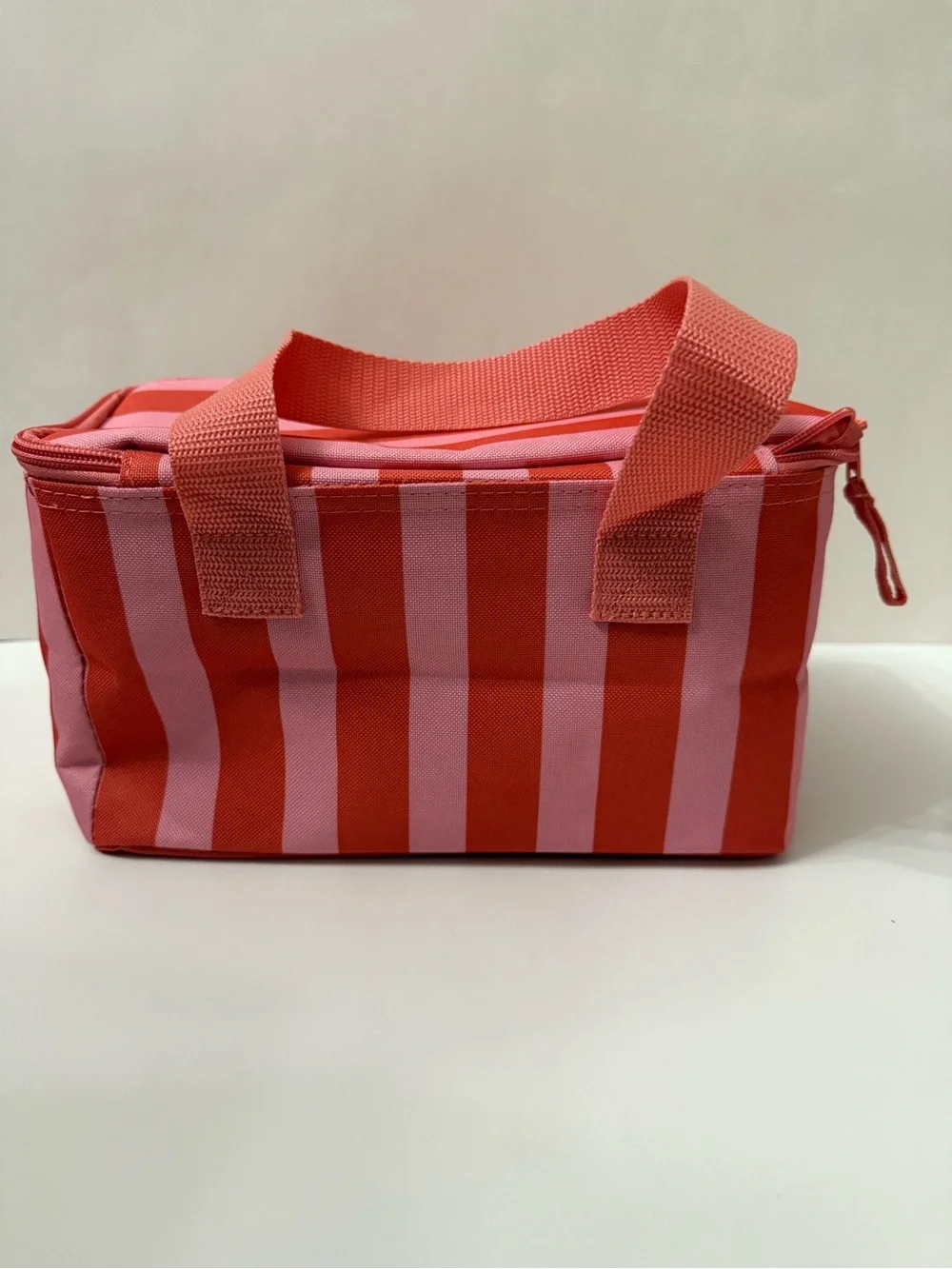 Trader Joe's Striped Mini Insulated Bag - Pink & Coral - Picture 2 of 2
